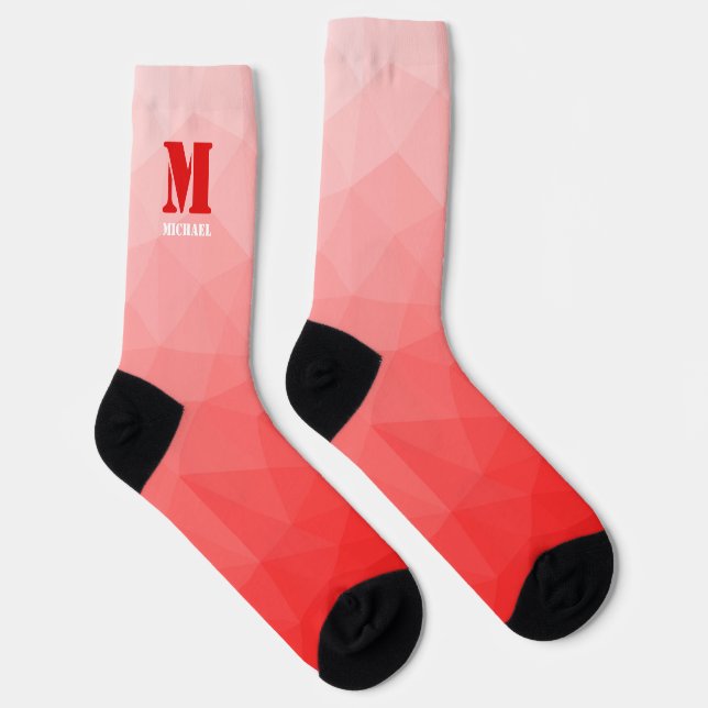 Red geometric mesh pattern Monogram Socken (Rechts)