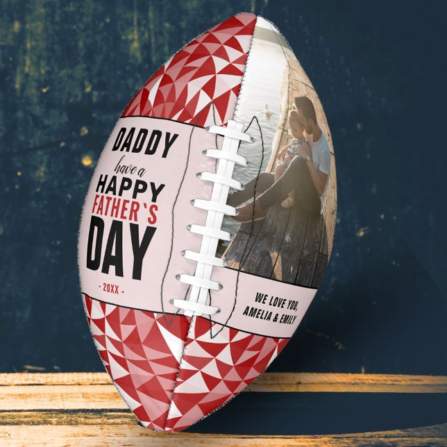 Red Geometrie Daddy Happy Vatertag Foto Football (Von Creator hochgeladen)