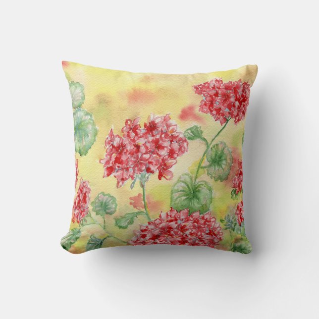 "Red Geraniums" Kopfkissen Kissen (Vorderseite)