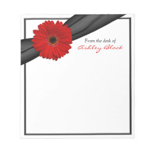 Red Gerber Daisy Ribbon Personalisiert Notepad Notizblock