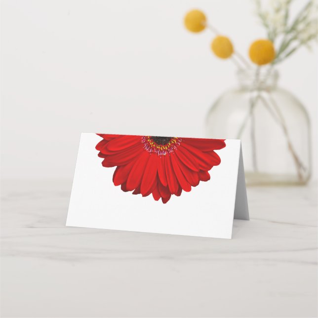 Red Gerber Gerbera Daisy Wedding Platzkarte (Vorderseite)
