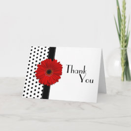 Red Gerber Schwarz-weiß Polka Dot Wedding Vielen D Dankeskarte