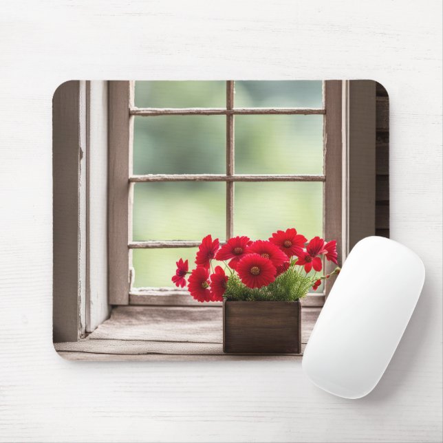 Red Gerbera Daisies in Box Mousepad (Mit Mouse)