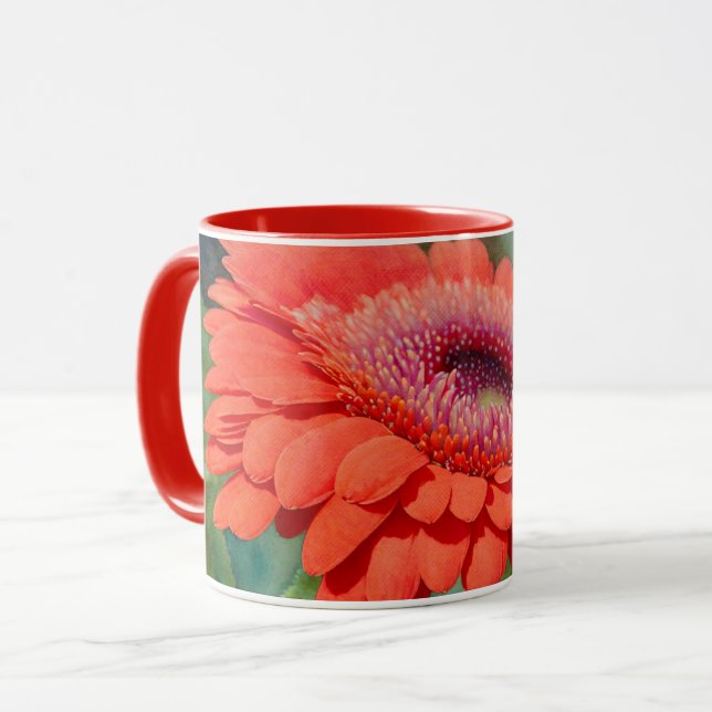 Red Gerbera Daisy Blume Tasse Cup (Vorderseite Links)