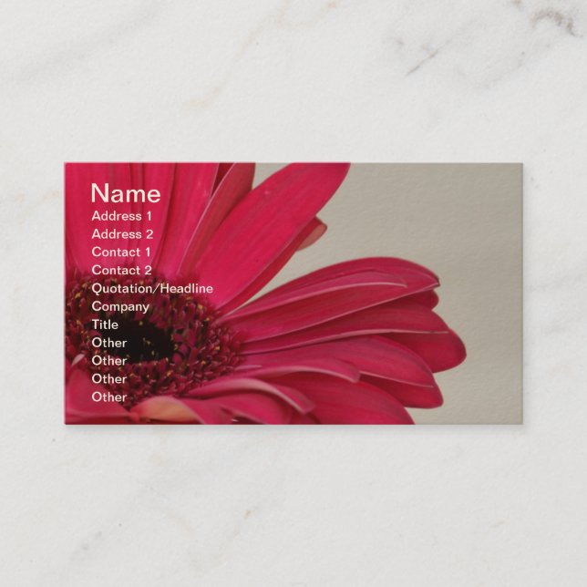 Red Gerbera Daisy Business Card Visitenkarte (Vorderseite)