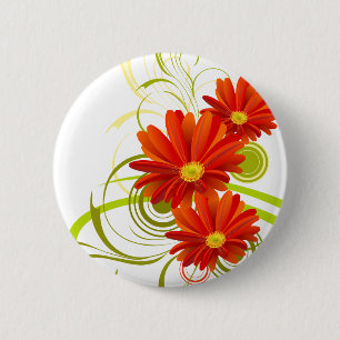 Red Gerbera Daisy Button