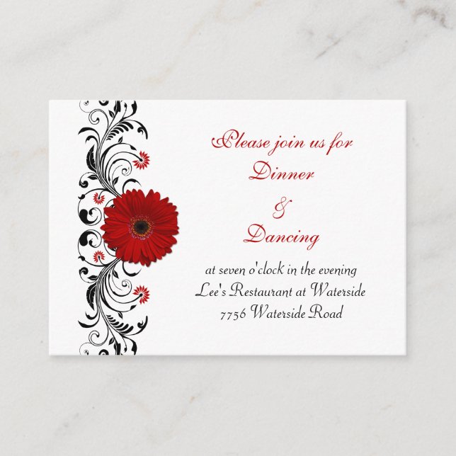 Red Gerbera Daisy Empfang Card Begleitkarte (Vorderseite)