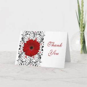 Red Gerbera Daisy Floral Mariage Carte de remercie