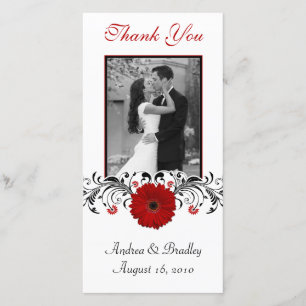 Red Gerbera Daisy Floral Merci Carte photo