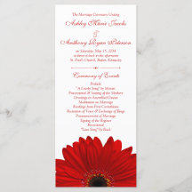 Red Gerbera Daisy Flower Programme de mariage blan