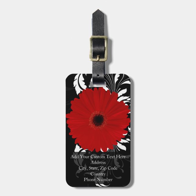 Red Gerbera Daisy mit dem Namen "Swirt" Gepäckmark Gepäckanhänger (Vorderseite vertikal)
