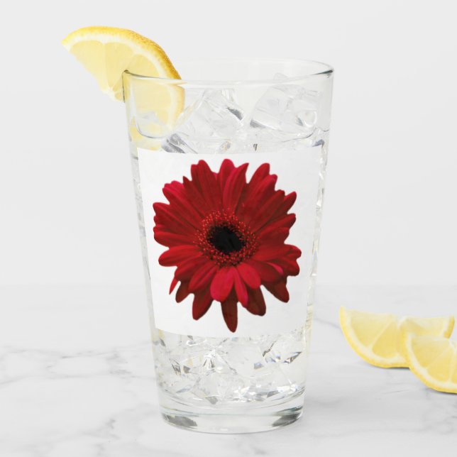 Red Gerbera Daisy Mother Day Glas (Vorderseite Ice)