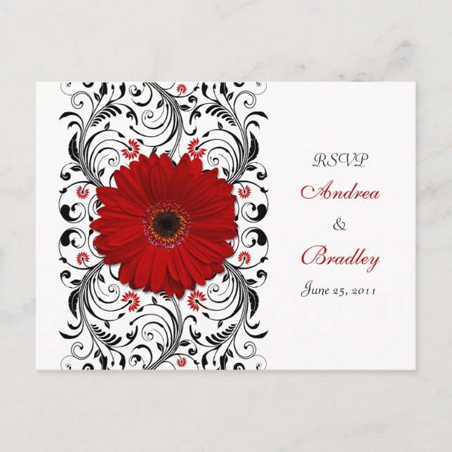 Red Gerbera Daisy UAWG Postcard Einladungspostkarte (Vorderseite)