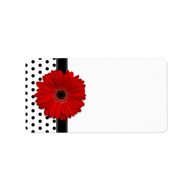 Red Gerbera Daisy Wedding Blank Address Labels Adressaufkleber (Vorne)