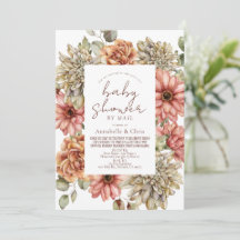Red Gerbera & White Dahlia Baby Dusche von Mail