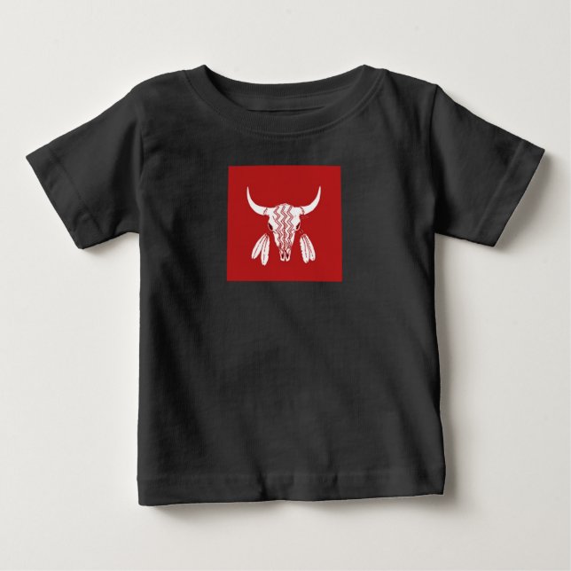 Red Ghost Dance Buffalo Baby Black T - Shirt (Vorderseite)