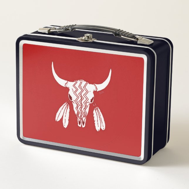 Red Ghost Dance Buffalo Black Lunchbox (Vorderseite)