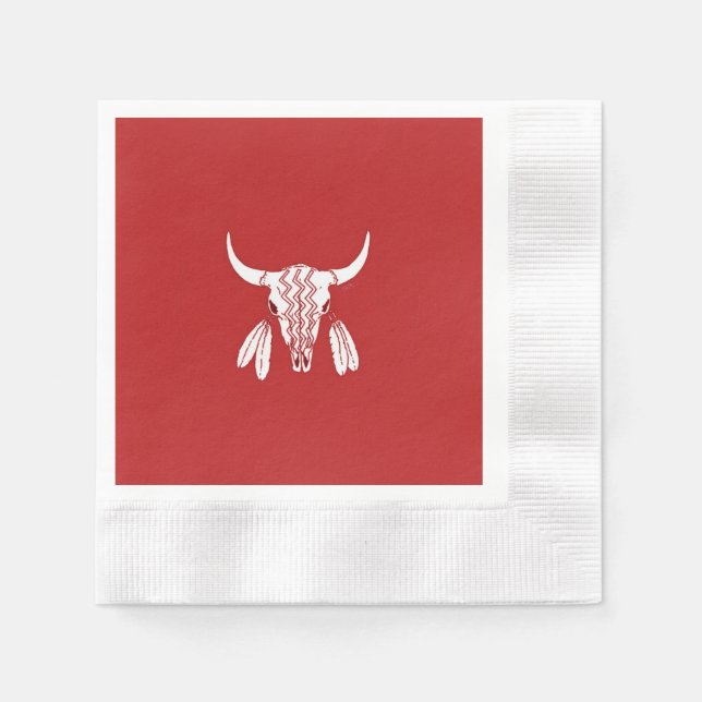 Red Ghost Dance Buffalo Cocktail Cocktail Papierse Serviette (Vorderseite)