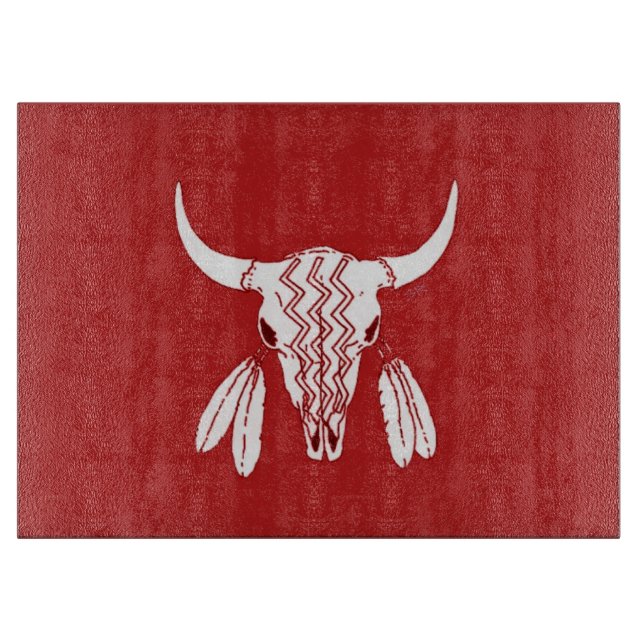 Red Ghost Dance Buffalo Glasschneidebrett Schneidebrett (Vorderseite)