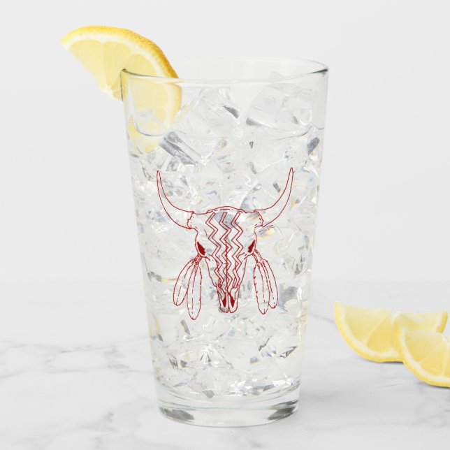 Red Ghost Dance Buffalo ligne en verre (Devant glace)