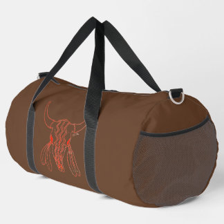 Red Ghost Dance Buffalo line brown duffel bag Duffle Bag