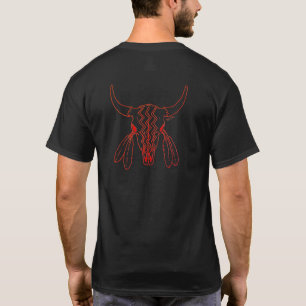 Red Ghost Dance Buffalo Line Schwarzer T - Shirt z