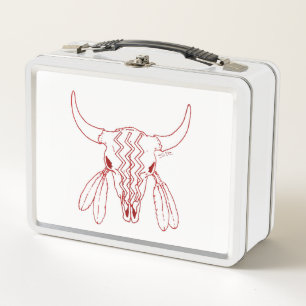 Red Ghost Dance Buffalo Line Weißer Lunchbox
