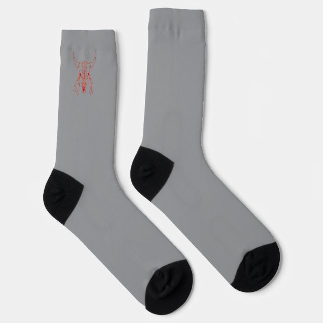 Red Ghost Dance Buffalo Linie graue Premium Socken (Rechts)