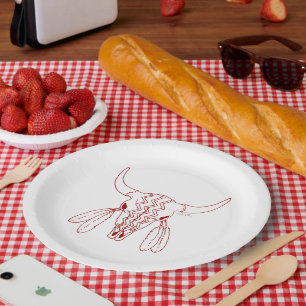 Red Ghost Dance Buffalo Linie große Teller