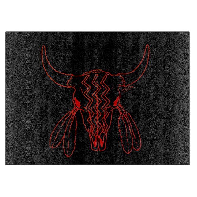 Red Ghost Dance Buffalo Linie schwarze Schneidebre Schneidebrett (Vorderseite)