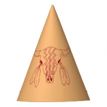 Red Ghost Dance Buffalo Linie tan Party hats
