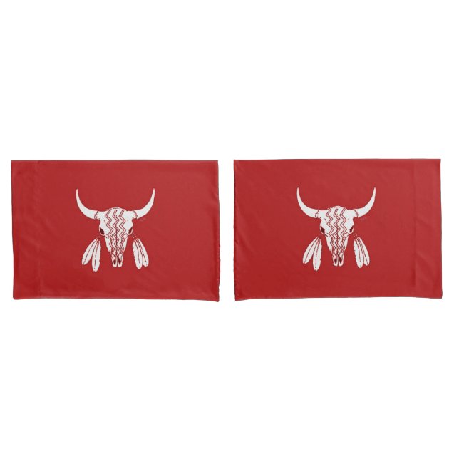 Red Ghost Dance Buffalo paire de taies d'oreillers (devant-Set)