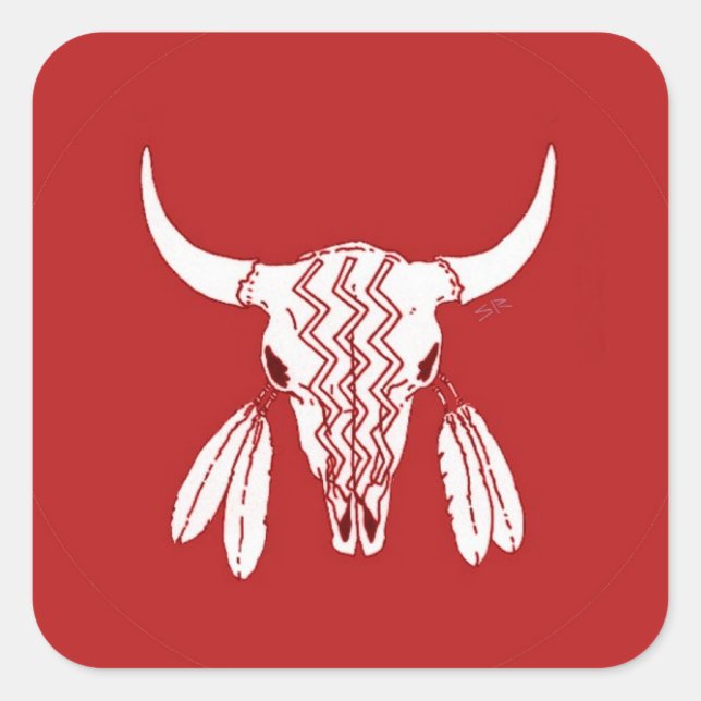 Red Ghost Dance Buffalo Quadrat große Aufkleber (Vorderseite)