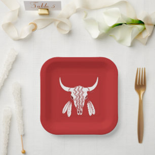 Red Ghost Dance Buffalo Quadrat-Papier-Teller Pappteller