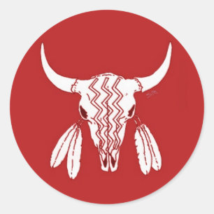 Red Ghost Dance Buffalo rond gros autocollants