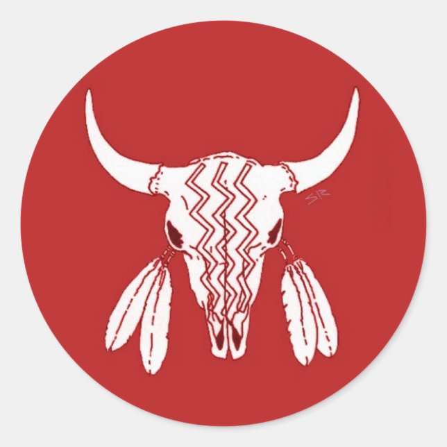 Red Ghost Dance Buffalo rond gros autocollants (Devant)