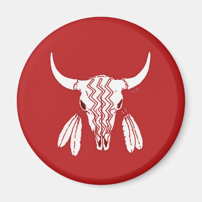 Red Ghost Dance Buffalo Standard Round Magnet (Vorne)