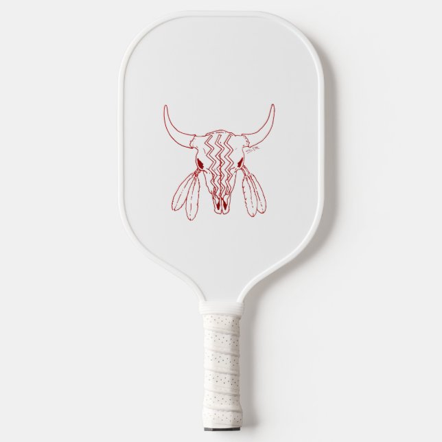 Red Ghost Dance Buffalo Weißer Pickleball Paddel Schläger (Vorderseite)