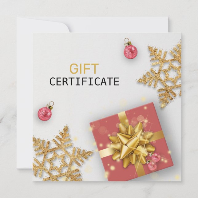 Red Gift Gold Snowflakes Weihnachtsbälle Geschenkk (Vorderseite)