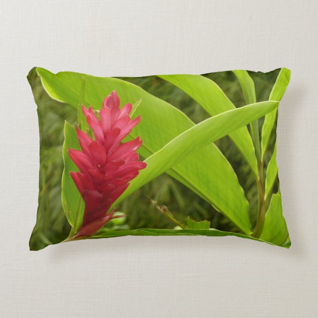 Red Ginger Blume (Alpinia) Tropical Zierkissen (Vorderseite)