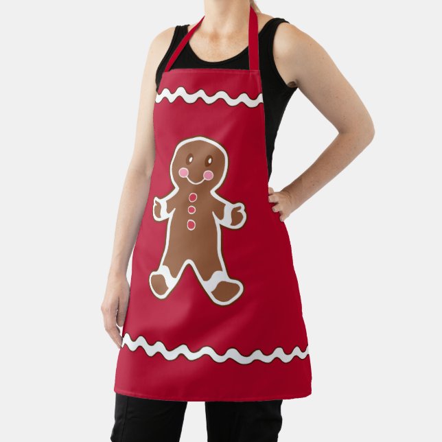 Red Gingerbread Boy Kitchen Schürze (InSitu)