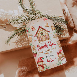 Red Gingerbread House 1st Birthday Party Geschenkanhänger