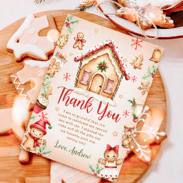 Red Gingerbread House Birthday Party Dankeskarte