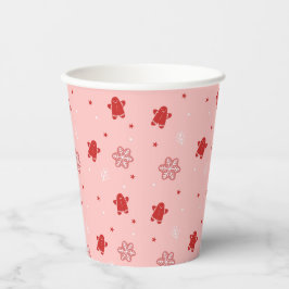 Red Gingerbread Man Snowflakes Weihnachtsmuster Pappbecher