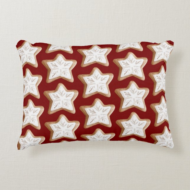 Red Gingerbread Star Cookie Weihnachten Dekokissen (Vorderseite)