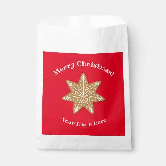 Red Gingerbrot Snowflake Weihnachtsweihnachtsnacht Geschenktütchen (Vorderseite)