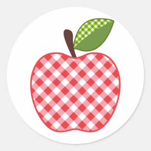 Red Gingham Apple Runder Aufkleber