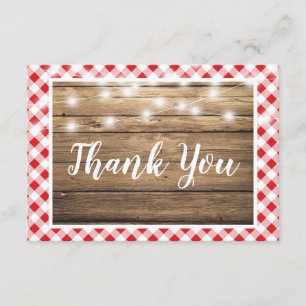 Red Gingham bedankt sich bei der Rustic Wood Event Dankeskarte