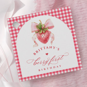 Red Gingham Berry First Birthday Geschenkanhänger