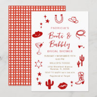 RED Gingham Boots und Bubbly Cowgirl Brautparty